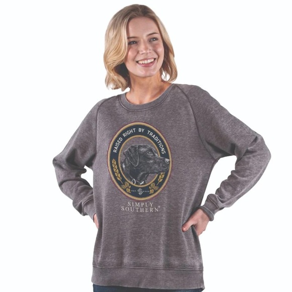 Simply Southern Raised Right Dog Long Sleeve Crew Sweatshirt - Picture 1 of 10